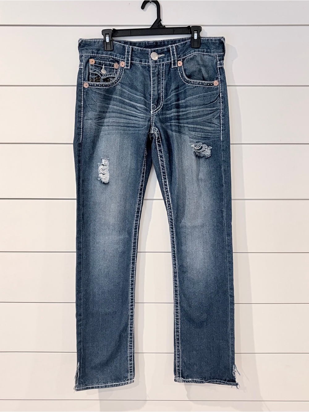 Vintage True Religion Joey Bootcut 32 Jeans Y2K McBling Grungecore Distressed